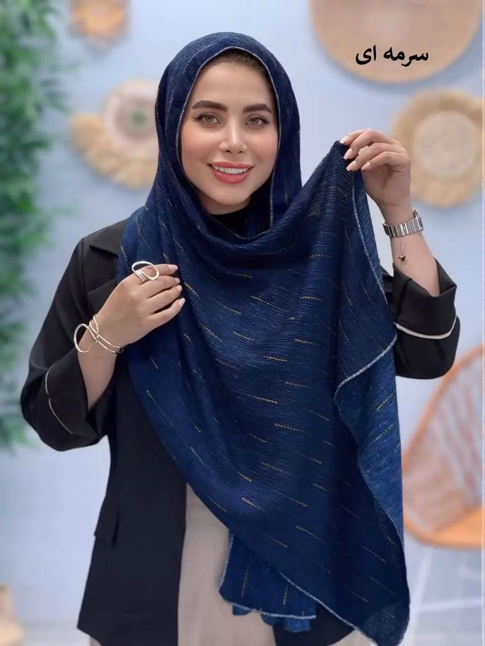 3455-شال پلیسه نخی